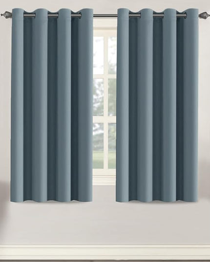 H.VERSAILTEX Soft and Smooth Blackout Window Curtain Panel,8 Grommets Drapes (Set of 2 Panels,52 by 63 - Inch,Stone Blue)