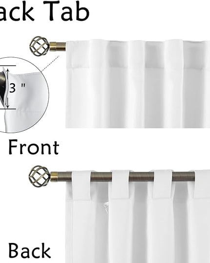 BGment Window Curtains for Bedroom - 45 Inch Rod Pocket and Back Tab Thermal Insulated Room Darkening Curtains for Living Room, 2 Curtain Panels (42 x 45 Inch, Pure White)