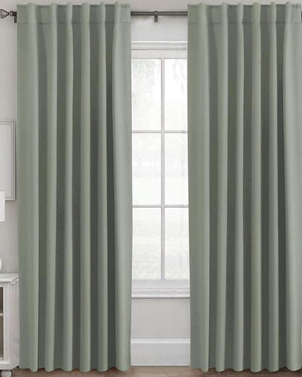 H.VERSAILTEX Blackout Curtains Thermal Insulated Window Treatment Panels Room Darkening Blackout Drapes for Living Room Back Tab/Rod Pocket Bedroom Draperies (2 Panels, Sea Grass, 52 x 96 Inch)