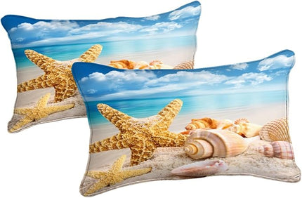 Bedbay Beach Comforter Set 8 Pieces Queen Size Coastal Bedding Queen Bed in a Bag Shell Starfish Beach Themed Bedding Set Soft Microfiber Ocean Comforter for All Season