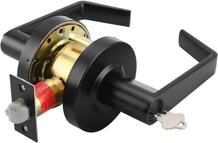 Boomerang Classroom Function - ADA Commercial Door Lever Lock - Heavy-Duty Locking Door Handle, Cylindrical Lever Lock, Non-Handed Grade 2, Matte Black (US19), Classroom