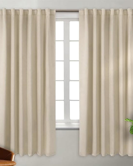 BGment Blackout Curtains 72 Inches Long for Bedroom - Thermal Insulated Rod Pocket and Back Tab Room Darkening Curtains for Living Room, 2 Window Curtain Panels (52 x 72 Inch, Champagne)