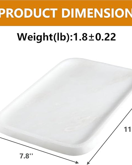 Vanity Tray, 11.8inch Marble Bathroom Tray for Countertop, White Marble Bathroom Dresser, Stone Serving Tray for Kitchen Counter, Storage Organizer for Decor, Perfume, Jewelry