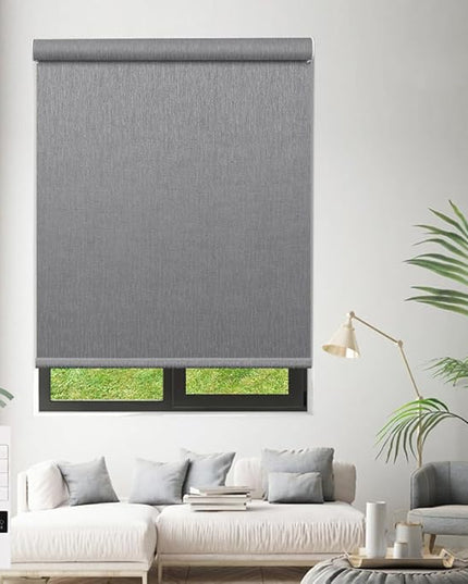 Zshine Motorized Blackout Window Blinds Customize Width (23-95 Inches) Remote Control Wireless and Rechargeable Roller Shades Blinds for Windows, Home, Office, Hotel, Club, Restaurant(82164D)