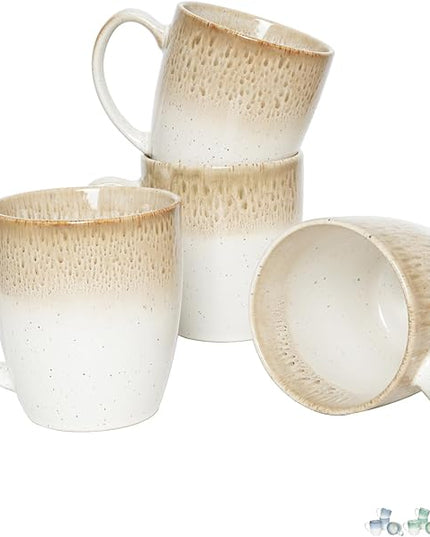 Bosmarlin Ceramic Coffee Mug Set of 4, 17 Oz, 4 Colors to Choose, Tea Cups, Dishwasher and Microwave Safe, Reactive Glaze (Brown)