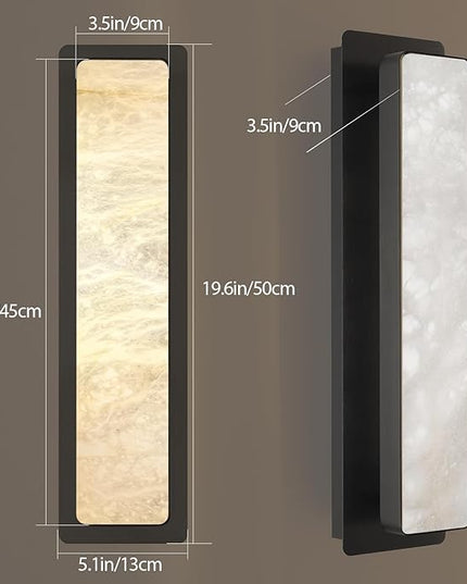Alabaster Wall Sconces 20" Black Bathroom Vanity Light Indoor Natural Marble Bronze Alabaster Wall Lights for Living Room Modern Alabaster Wall Lighting for Dining Room Bedroom Stairs