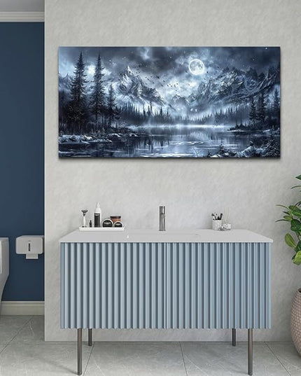 FUHAIHUA Canvas Wall Art For Living Room Wall Decor For Office Bedroom Decorations Black And White Wall Paintings Forest Landscape Pictures Hotel Artwork Posters Home Decor Ready to Hang 20X40 In