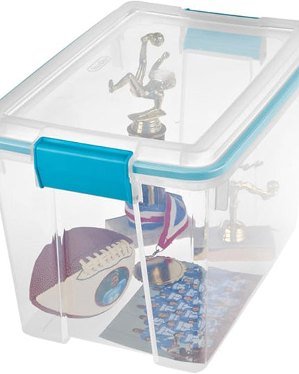 Sterilite 6-Pack Gasket Box, Weather-Resistant Storage Bins with Latching Lids, 20 Quart - Heavy-Duty Organizing Containers for Closet, Bathroom, and Office