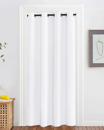 NICETOWN White Room Darkening Curtain 78 inch Length for Doorway - Grommet Privacy Door Curtain Sound Reducing Thermal Window Treatment for Living Room/Bedroom (1 Panel, W52 x L78)