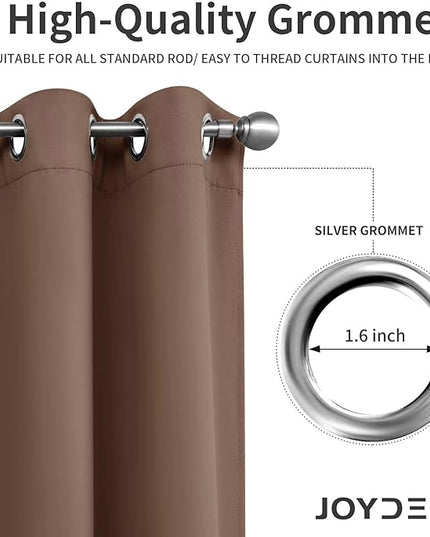 Joydeco Brown Custom Solid Single Blackout Curtain for Bedroom and Living Room, Grommet Thermal Insulated Room Darkening Curtain 1 Panel (Custom Size,Brown)