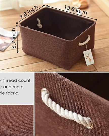 TheWarmHome Fabric Storage Basket for Home, Shelf, Closet - Canvas Bin for Dog Toys and Baby Items (Brown, 1 Pack, 13.8L9.8W6.7H)