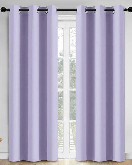 Yakamok 84 Inch Length Blackout Curtains for Bedroom, Thermal Insulated Room Darkening Grommet Top Window Drapes for Living Room,Lilac,42W x 84L,2 Panels