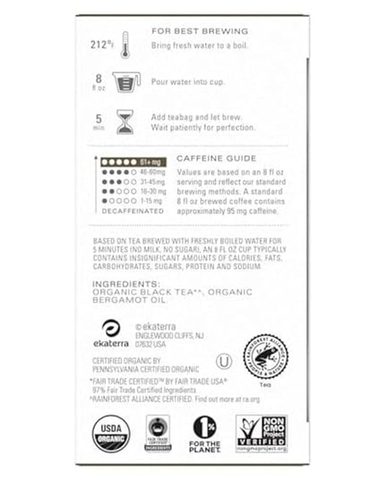 TAZO Organic Earl Grey Tea Bags, Black tea with Caffeine, 16 Total Tea Bags (Pack of 2)