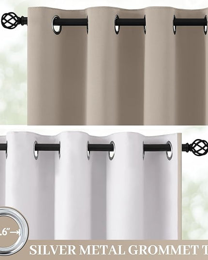 Yakamok 100% Blackout Curtain Panels 96 inches Cold and Light Blocking Drapes for Nursery, 2 Thick Layers Thermal Insulated Draperies (2 Pieces, 50 Wide Each Panel, Natural Front with White Backing)