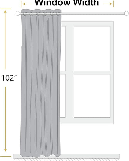 ChrisDowa 100% Blackout Light Grey Solid Curtains 102 Inches Long 2 Panels for Bedroom Living Room,Farmhouse Room Darkening Thermal Insulated Soundproof Grommet Top Window Treatment Drapes,52x102