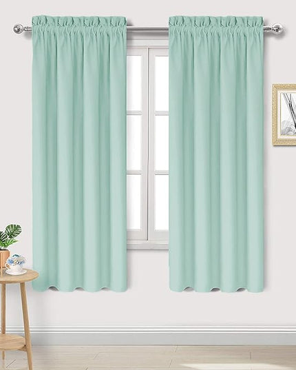 DWCN Blackout Curtains for Living Room Thermal Insulated, Energy Saving & Noise Reducing Bedroom Curtains, Mint Green, W 42x L 72 Inch, Set of 2 Rod Pocket Curtain Panels