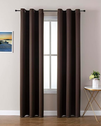 ChrisDowa Brownout Curtains 78 inches Long for Bedroom - 2 Panels Set Grommet Thermal Insulated Room Darkening Curtains for Living Room (Brown, 42 x 78 Inch)