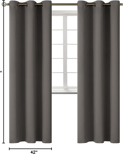 BGment Blackout Curtains for Bedroom - Grommet Thermal Insulated Room Darkening Curtains for Living Room, Set of 2 Panels (42 x 84 Inch, Grey)