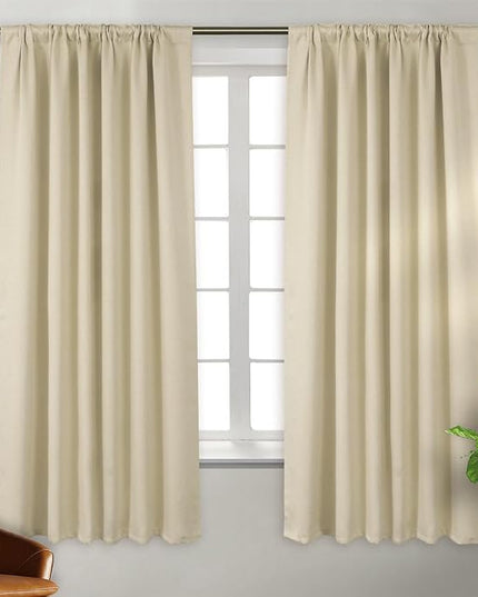 BGment Rod Pocket and Back Tab Blackout Curtains for Bedroom - Thermal Insulated Room Darkening Curtains for Living Room, 2 Window Curtain Panels (52 x 63 Inch, Beige)