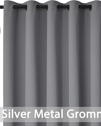 Yakamok Blackout Patio Curtains 100x84 Inches for Sliding Door Extral Wide Blackout Curtain Panels Thermal Insulated Room Divider - Grommet Top, 7' Tall by 8.3' Wide - Grey