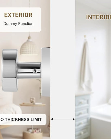 2 Pack Polished Chrome Dummy Door Knobs Interior, Polished Chrome Door Knob for Closet Doors, Modern Dummy Door Handles