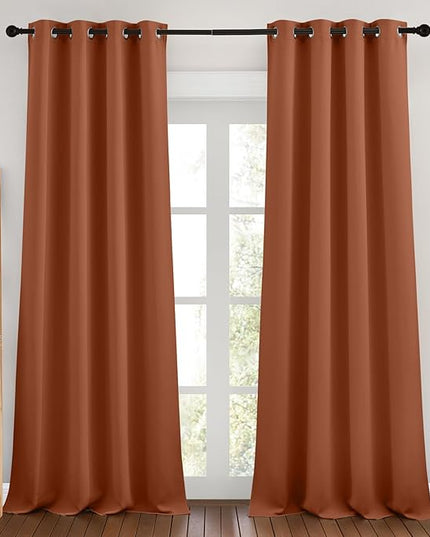 NICETOWN Bedroom Blackout Curtains 90 inches Long 2 Panels Set - Room Darkening Energy Saving Thermal Insulated Grommet Window Treatments Draperies for Living Room (Burnt Orange, W46 x L90)