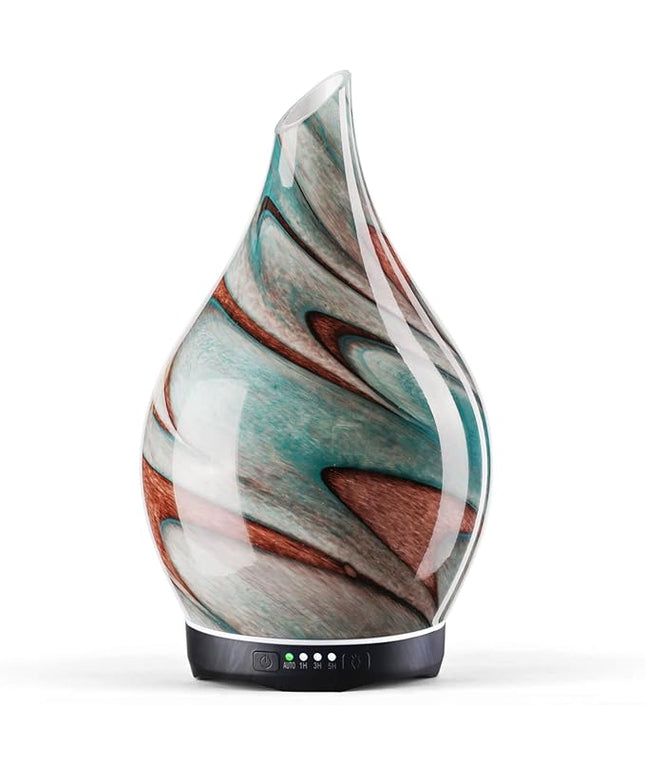Porseme 280ml Essential Oil Diffuser Glass Color Changing Aroma Air Diffusers Aromatherapy Ultrasonic Cool Mist Humidifier 7 Running Hours Waterless Auto-Off for Sleeping, Yoga, Spa (Teal Green)