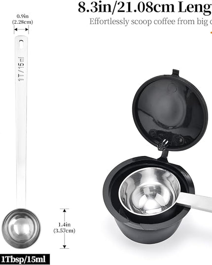 Long Handle Coffee Scoop: 8.3 Inch 18/8 Stainless Steel 1 Tablespoon Metal Measuring Spoon Tbsp Scoop for Coffee Beans, Grounds Coffee, Coffee Powder, Tea, Tall Jars (1Tbsp/15ml)