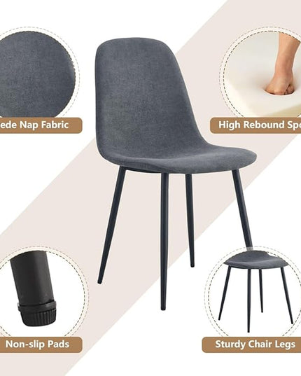Dining Table Set for 6，Dinner Table Set for 6，55'' Kitchen Table and Suede Nap Fabic Chairs Set of 6，7 Piece Dining Table Set for Kitchen Dining Room