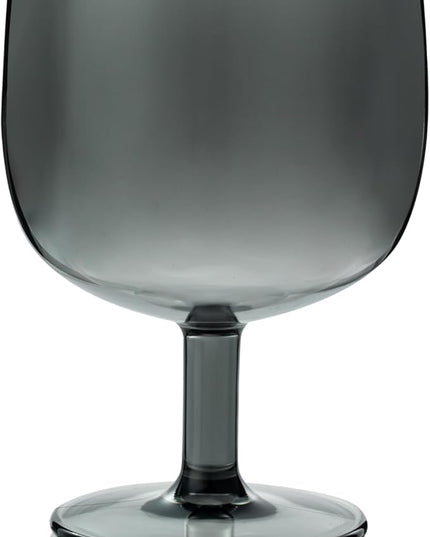 KX-WARE Classic Acrylic All-Purpose Wine Glasses, 12-ounce Plastic Stem Wine Glasses, set of 6, Grey