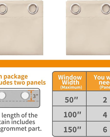 YoungsTex Short Kitchen Window Curtains 40 Inches Length - Small Thermal Insulated with Grommet Darkening Drapes Privacy for Kitchen Bathroom Windows, 2 Panels, 34 x 40 Inch, Champagne