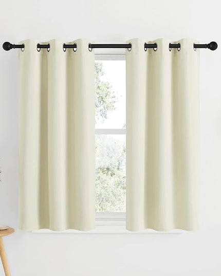 NICETOWN Blackout Beige Curtains and Drapes - Window Treatment Thermal Insulated Solid Grommet Blackout Draperies for Kitchen/Cafe (Set of 2, W34 x L50)