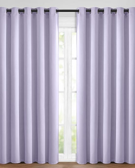 Yakamok Light Blocking Room Darkening Thermal Curtains - Blackout Curtains with Grommet Top for Bedroom/Living Room (62Wx84L, Lilac, 2 Panels)