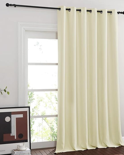 NICETOWN Room Divider Curtain 132 Inches Long, Wide Blackout Sliding Door Curtain for Bedroom, Room Darkening Privacy Window Curtain for Patio Door (1 Panel Set, Beige, 80 x 132 Inch)