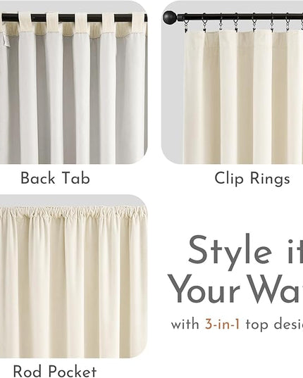 Lazzzy Blackout Velvet Curtains for Living Room Bedroom 84 Inch Long Insulated Lined Drapes Rod Pocket Modern Window Treatments 2 Panels Set Vanilla