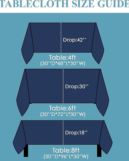 VidaFete Tablecloth 10 Pack 90 * 132inch Rectangle Table Cloth Polyester, Stain Wrinkle Resistant Rectangular Polyester Table Cover for Kitchen Dinning Party Wedding Buffet Decoration(Navy Blue)