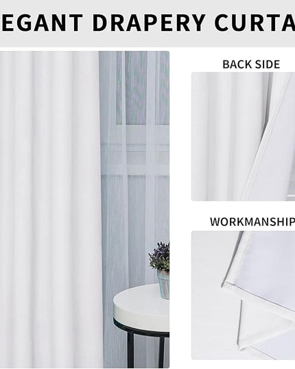 Easy-Going Linen Look Blackout Curtain Grommet Window Curtain Drapes for Bedroom, Living Room Thermal Insulated Room Darkening (2 Panels, 42x63 Inch, White)