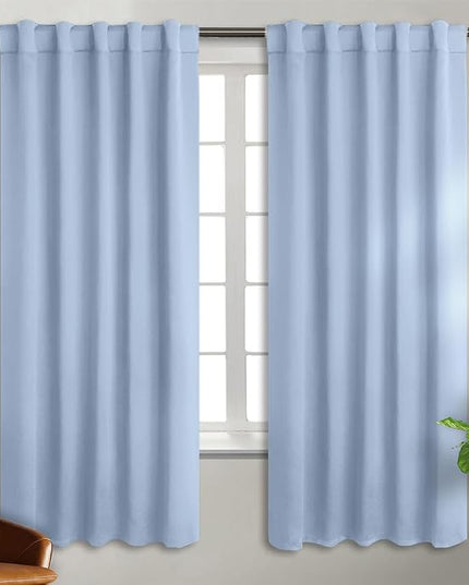 BGment Rod Pocket and Back Tab Curtains for Bedroom - Thermal Insulated Room Darkening Curtains for Living Room, 2 Window Curtain Panels (42 x 72 Inch, Spa Blue)