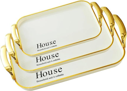 Pack of 3 Reusable Stackable Trays with Handles Sturdy for Home Organization and Storage Space Saving Tray