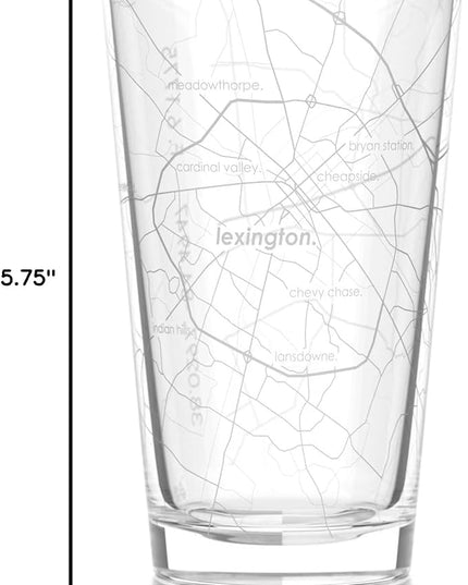 Well Told Engraved Lexington Kentucky Map Pint Glass, Etched Beer Gift (16 oz, Clear) City Map Pint, Custom City Glassware, Gifts For Beer Lovers