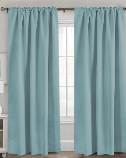 H.VERSAILTEX Blackout Curtains Thermal Insulated Window Treatment Panels Room Darkening Blackout Drapes for Living Room Back Tab/Rod Pocket Bedroom Draperies (2 Panels, Mineral Blue, 52 x 96 Inch)