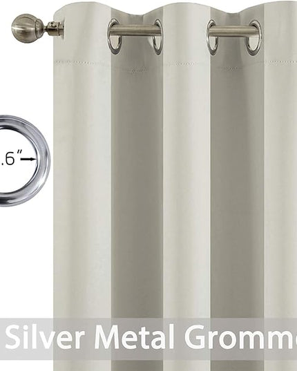 Yakamok Blackout Curtains Room Darkening Thermal Insulated Window Panels,Solid Grommet Top Drapes for Bedroom/Living Room(52Wx90L, Light Beige, 2 Panels)