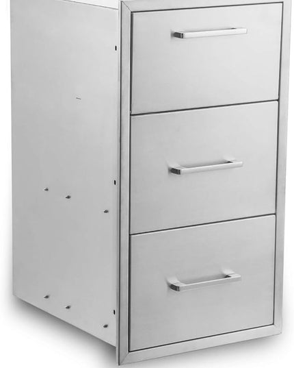 yuxiangBBQ 17" W x 30" H x 21" D Stainless Steel Outdoor Kitchen Drawers BBQ Drawers Double Access Drawer w/Paper Towel Holder Drawer Combo Flush Mount for Outdoor Kitchens Or BBQ Island
