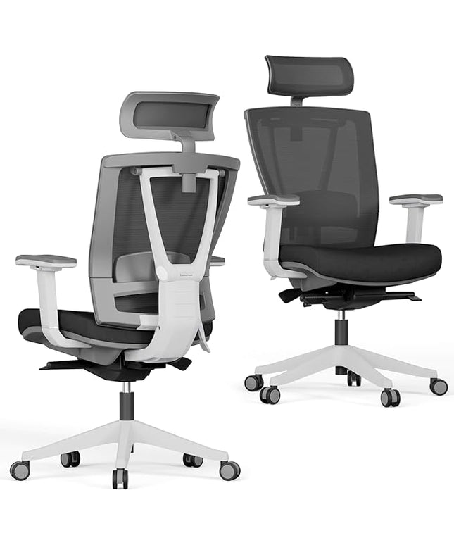 Autonomous ErgoChair Pro Ergonomic Office Chair Foam Black & White Adjustable Lumbar Support, Rolling Swivel - Home Office Desk Chairs with Wheels and Arms - Ergonomic Desk Chair Comfy for Gaming