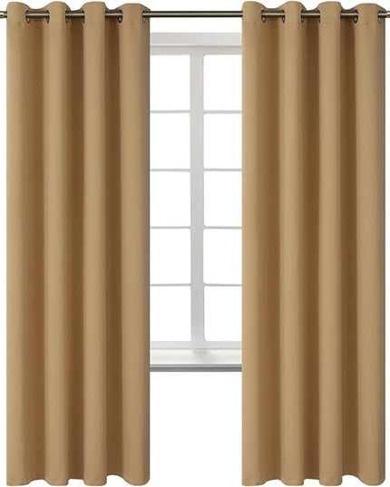 BGment Blackout Curtains for Bedroom - Grommet Thermal Insulated Room Darkening Curtains for Living Room, Set of 2 Panels (52 x 72 Inch, Khaki)