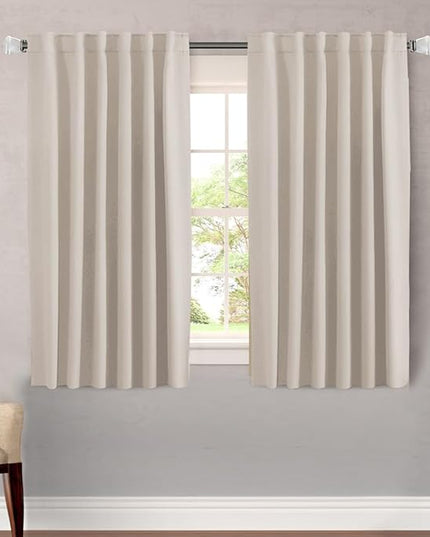 H.VERSAILTEX Blackout Curtains Thermal Insulated Window Treatment Panels Room Darkening Blackout Drapes for Living Room Back Tab/Rod Pocket Bedroom Draperies (2 Panels, Natural, 52 x 54 Inch)