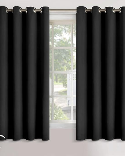YoungsTex Blackout Curtains for Bedroom 63 Inch Length - Thermal Insulated Window Drapes with Grommet Room Darkening Privacy for Living Room, 2 Panels, 52 x 63 Inch, Black