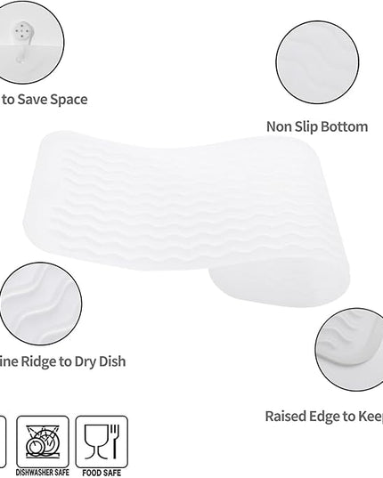 Silicone Dish Drying Mat for Multiple Usage,Easy clean,Eco-friendly,Heat-resistant Silicone Mat for Kitchen Counter,Sink,Bar,Bottle,or Cup Translucent M 17 inches x 6 inches