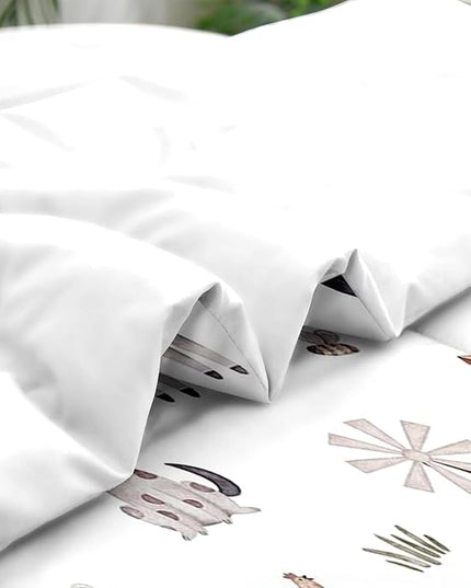 Comforter Set Twin Size, Farm Animal Cow 5 Pcs Bedding for Kids and Adults, Autumn Cute Tractor Bed Sheet Sets with Fitted Sheet Pillowcase & Sham for Bedroom Bed Decor