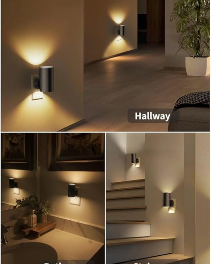 4 Pack LED Night Light Plug in, Dusk to Dawn Sensor,5-300LM Adjustable Brightness, Soft White 3000K,Dimmable Night Lights for Kitchen,Hallway Bedroom,Stairs